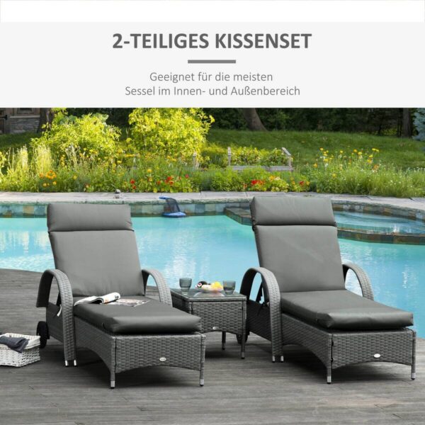Outsunny Liegenauflage 2er Set dunkelgrau Schaumstoff B/H/L: ca. 55x8x196 cm – Bild 2