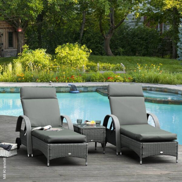 Outsunny Liegenauflage 2er Set dunkelgrau Schaumstoff B/H/L: ca. 55x8x196 cm – Bild 3