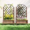 Outsunny Hochbeet 2er Set braun Holz B/H/L: ca. 25x97x52 cm – Bild 5
