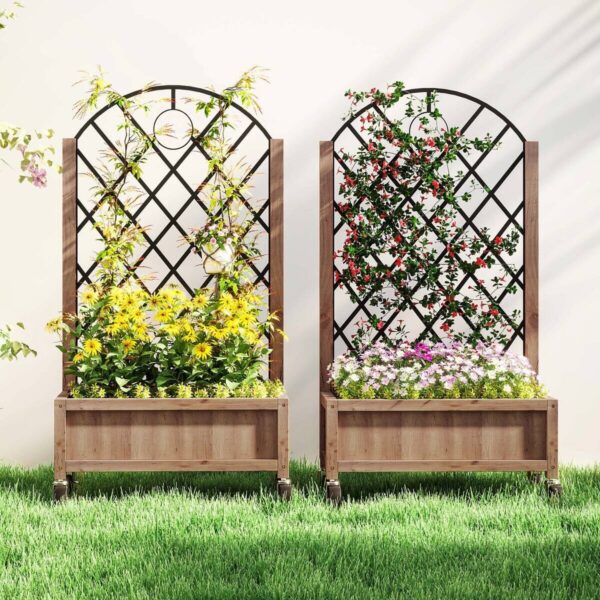 Outsunny Hochbeet 2er Set braun Holz B/H/L: ca. 25x97x52 cm – Bild 5