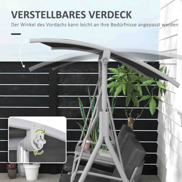 Outsunny Hollywoodschaukel schwarz Metall B/H/L: ca. 110x165x175 cm Outsunny Hollywoodschaukel schwarz Metall B/H/L: ca. 110x165x175 cm – Bild 5