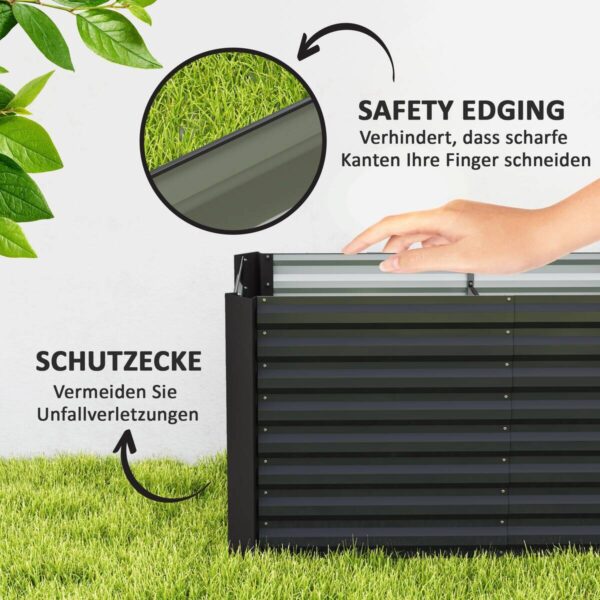 Outsunny Hochbeet 2er Set dunkelgrau Stahl B/H/L: ca. 60x60x120 cm – Bild 2