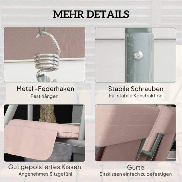 Outsunny Hollywoodschaukel beige Metall B/H/L: ca. 112x165x175 cm – Bild 2