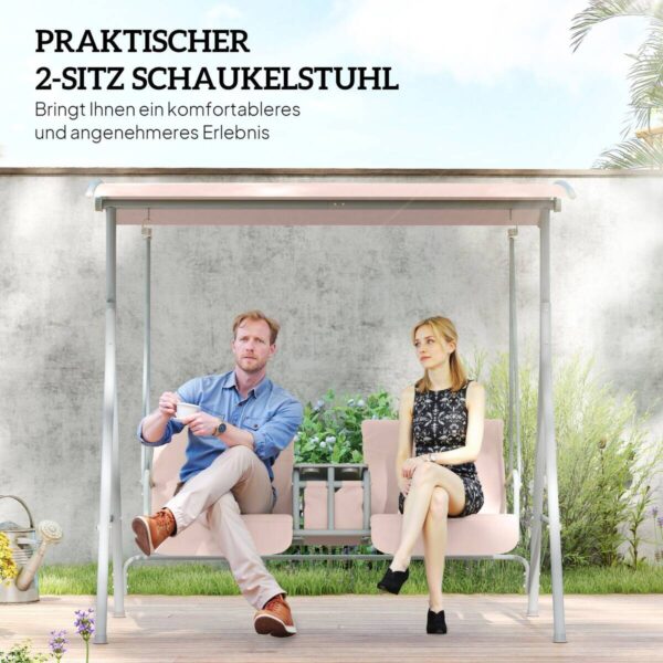 Outsunny Hollywoodschaukel beige Metall B/H/L: ca. 112x165x175 cm – Bild 3