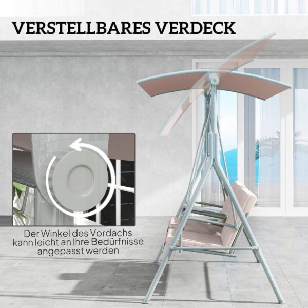 Outsunny Hollywoodschaukel beige Metall B/H/L: ca. 112x165x175 cm – Bild 5