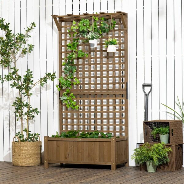 Outsunny Hochbeet kaffee Holz B/H/L: ca. 45x183x90 cm Outsunny Hochbeet kaffee Holz B/H/L: ca. 45x183x90 cm – Bild 4