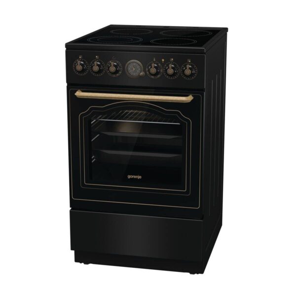 Gorenje Retro-Standherd 50cm mit Glaskeramikkochfeld GECS5B70CLB schwarz B/H/T: ca. 50x85x60 cm – Bild 3