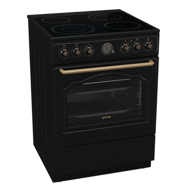 Gorenje Retro-Standherd 60cm mit Glaskeramikkochfeld GECS6B70CLB schwarz B/H/T: ca. 60x85x60 cm – Bild 2