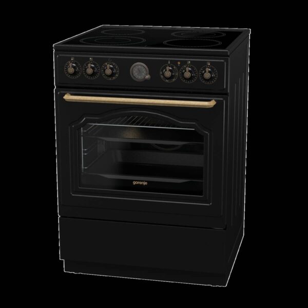 Gorenje Retro-Standherd 60cm mit Glaskeramikkochfeld GECS6B70CLB schwarz B/H/T: ca. 60x85x60 cm – Bild 4