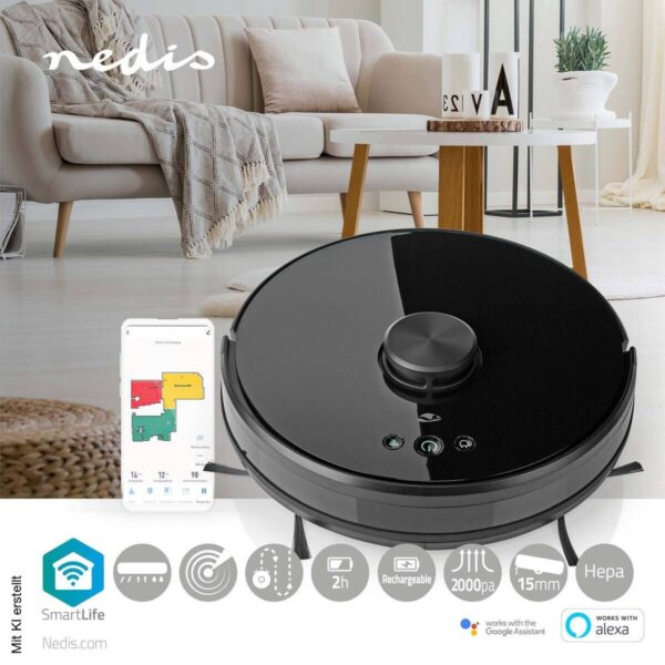 Nedis Roboter-Staubsauger schwarz Polypropylen B/H/L: ca. 33,1x33,3x9,6 cm Nedis Roboter-Staubsauger schwarz Polypropylen B/H/L: ca. 33,1x33,3x9,6 cm – Bild 3