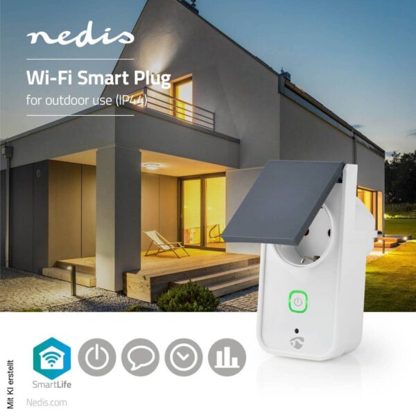 Nedis Smart-Stecker weiß grau Kunststoff B/H/L: ca. 6x11,5x9 cm – Bild 5