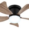 GLOBO LED-Deckenventilator mattschwarz dunkelbraun Opal Kunststoff Metall H/D: ca. 13x40,6 cm 1 Brennstellen – Bild 2