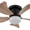 GLOBO LED-Deckenventilator mattschwarz dunkelbraun Opal Kunststoff Metall H/D: ca. 13x40,6 cm 1 Brennstellen – Bild 3