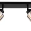 GLOBO Strahler mattschwarz klar Chrom Glas Metall B/H/L: ca. 9x22x46 cm E27 2 Brennstellen – Bild 5