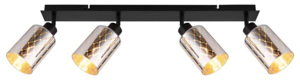 GLOBO Strahler klar mattschwarz Chrom Glas Metall B/H/L: ca. 9x22x86 cm E27 4 Brennstellen – Bild 4