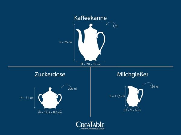 CreaTable Kaffeegarnitur Rokoko weiß Porzellan 3 tlg. – Bild 3