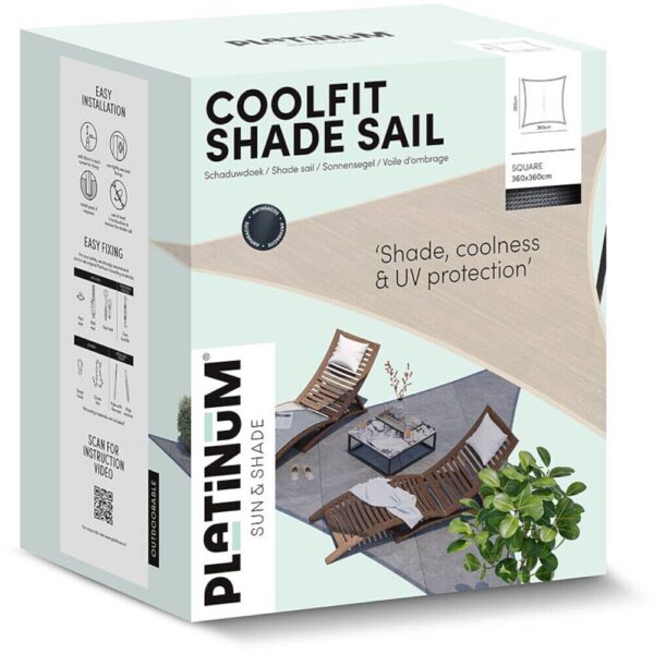PLATINUM Sonnensegel Coolfit grau Polyethylen B/H/L: ca. 360x1x360 cm – Bild 2