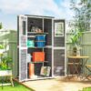 Outsunny Gartenschrank hellgrau Holz B/H/L: ca. 69x192x91 cm – Bild 4