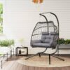 Outsunny Rattan Hängesessel dunkelgrau Polyethylen B/H/L: ca. 100x185x170 cm – Bild 5