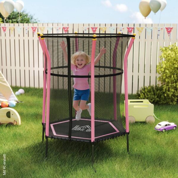 HOMCOM Kindertrampolin rosa B/H/L: ca. 163,5x190x163,5 cm – Bild 3