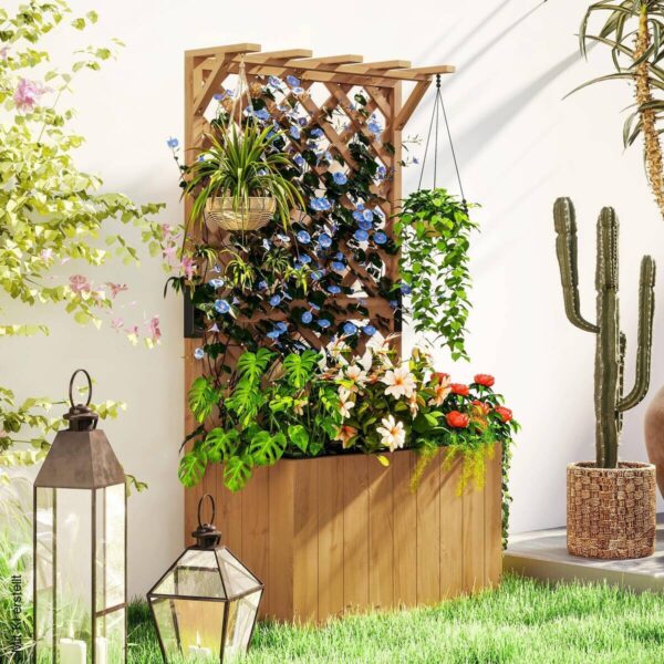 Outsunny Hochbeet Holzoptik Holz B/H/L: ca. 33x122x64 cm Outsunny Hochbeet Holzoptik Holz B/H/L: ca. 33x122x64 cm – Bild 3