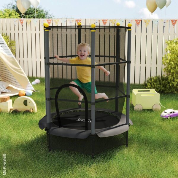 HOMCOM Kindertrampolin schwarz B/H/L: ca. 140x190x140 cm HOMCOM Kindertrampolin schwarz B/H/L: ca. 140x190x140 cm – Bild 4