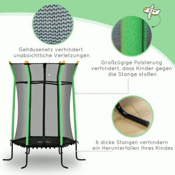 HOMCOM Kindertrampolin grün B/H/L: ca. 163,5x190x163,5 cm – Bild 2