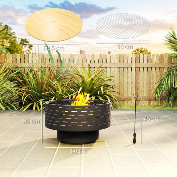 Outsunny Feuerschale grau Edelstahl B/H/L: ca. 60x39x60 cm Outsunny Feuerschale grau Edelstahl B/H/L: ca. 60x39x60 cm – Bild 2