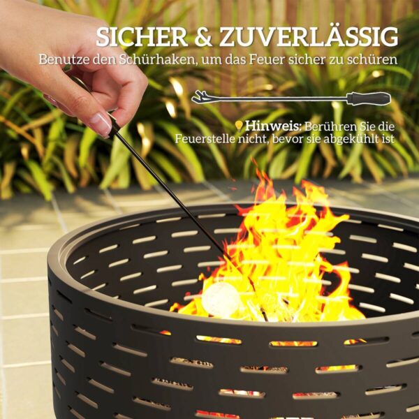 Outsunny Feuerschale grau Edelstahl B/H/L: ca. 60x39x60 cm Outsunny Feuerschale grau Edelstahl B/H/L: ca. 60x39x60 cm – Bild 4