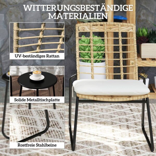 Outsunny Balkonmöbel Set beige Stahl B/H/L: ca. 56x78x67 cm Outsunny Balkonmöbel Set beige Stahl B/H/L: ca. 56x78x67 cm – Bild 3