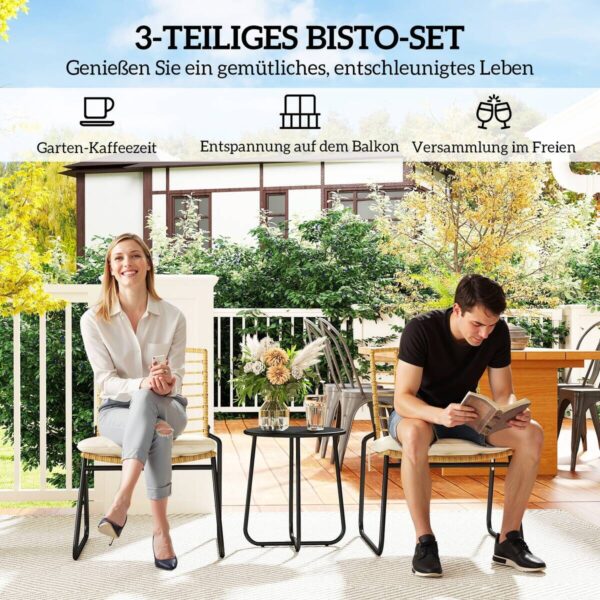 Outsunny Balkonmöbel Set beige Stahl B/H/L: ca. 56x78x67 cm Outsunny Balkonmöbel Set beige Stahl B/H/L: ca. 56x78x67 cm – Bild 4