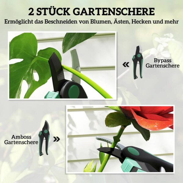 Outsunny Gartenwerkzeug Set grün Kunststoff B/H/L: ca. 6x2x21 cm – Bild 3