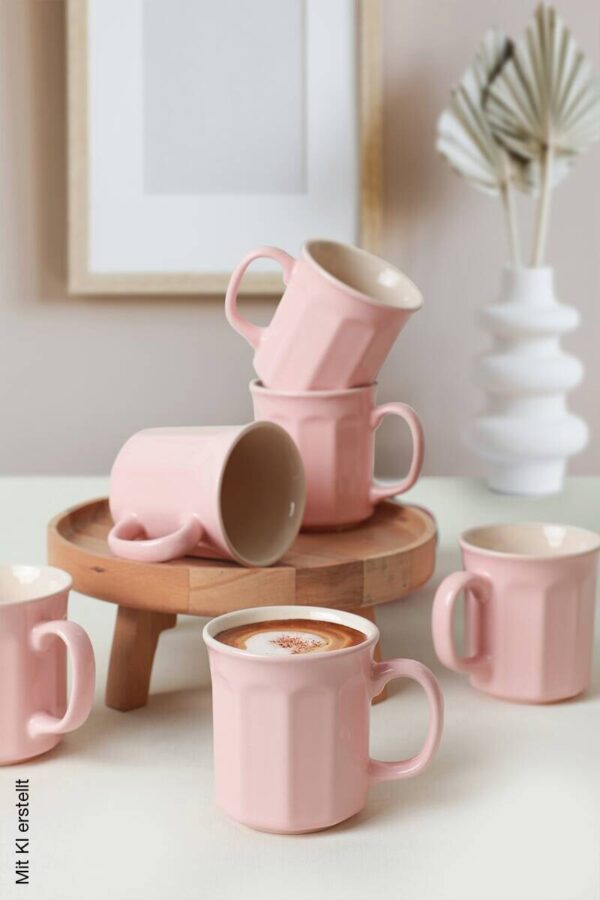 HermiaConcept Kaffeebecher 6-tlg. rosa Keramik 6 tlg. – Bild 3