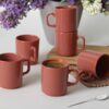 HermiaConcept Teetasse 6-tlg. rot Steingut B/T/L/D: ca. 8x8x8x8 cm – Bild 3
