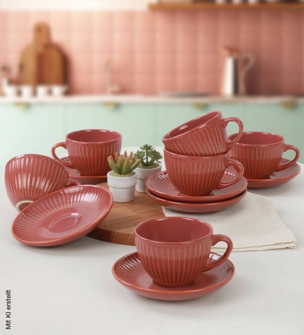 HermiaConcept Teetasse 12-tlg. orange Keramik – Bild 2