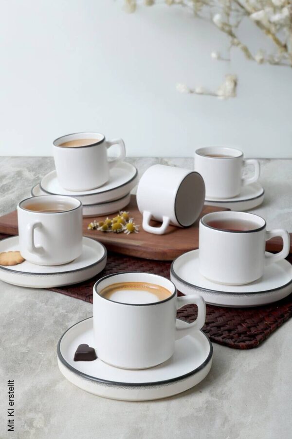HermiaConcept Teetasse 12-tlg. weiß Steingut – Bild 2