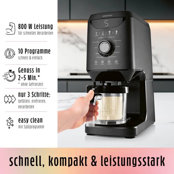 GOURMETmaxx Eismaschine 19370 schwarz Kunststoff B/H/L: ca. 21,5x45x48,5 cm – Bild 5