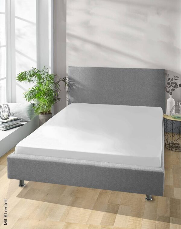 Jersey Spannbetttuch weiß Baumwolle B/H/L: ca. 180x28x200 cm – Bild 2
