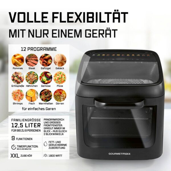 GOURMETmaxx Heißluftfritteuse 16409 schwarz Metall B/H/L: ca. 33,7x35,5x44,6 cm ca. 12,5 l – Bild 5