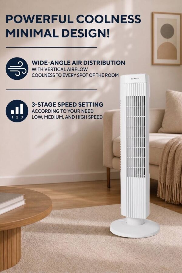 Opviq - Kumtel Standventilator weiß Kunststoff B/H/L: ca. 24,4x74,5x24,4 cm – Bild 5
