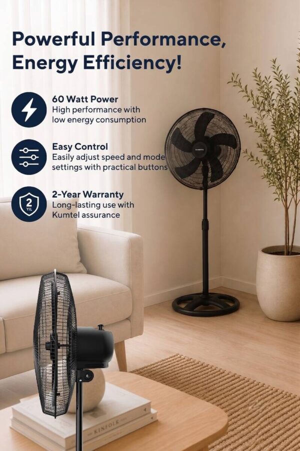 Opviq - Kumtel Standventilator schwarz Kunststoff B/H/L: ca. 50x132x50 cm Opviq - Kumtel Standventilator schwarz Kunststoff B/H/L: ca. 50x132x50 cm – Bild 3