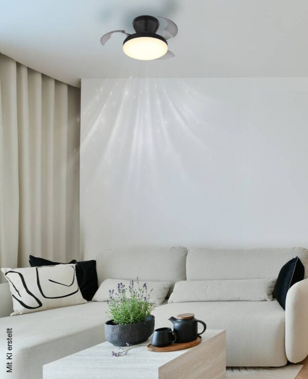 GLOBO LED-Deckenventilator schwarz Rauch transparent H/D: ca. 15,5x38 cm max. 15 W – Bild 4