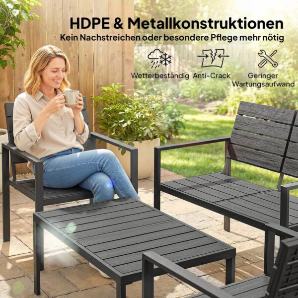 Outsunny Balkonmöbel-Set schwarz Kunststoff B/H/L: ca. 71x76,5x104 cm – Bild 4