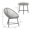 Outsunny Balkonmöbel-Set schwarz Glas B/H/L: ca. 68x81x72 cm – Bild 2