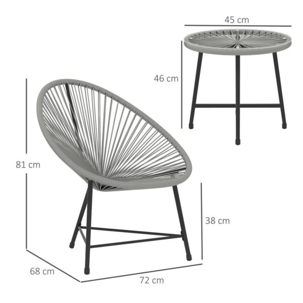 Outsunny Balkonmöbel-Set schwarz Glas B/H/L: ca. 68x81x72 cm – Bild 2
