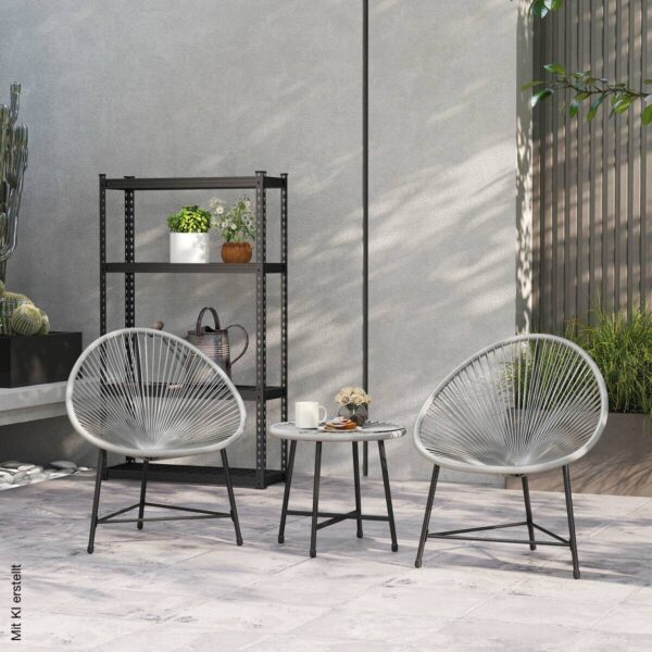 Outsunny Balkonmöbel-Set schwarz Glas B/H/L: ca. 68x81x72 cm – Bild 4