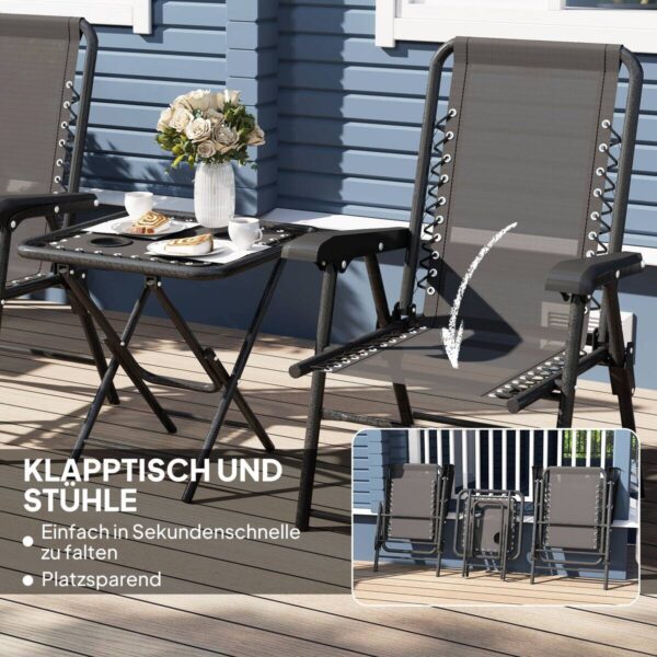 Outsunny Balkonmöbel-Set schwarz Netzstoff B/H/L: ca. 61x91x65 cm – Bild 2