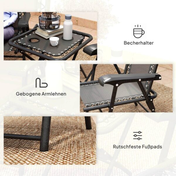 Outsunny Balkonmöbel-Set schwarz Netzstoff B/H/L: ca. 61x91x65 cm – Bild 3