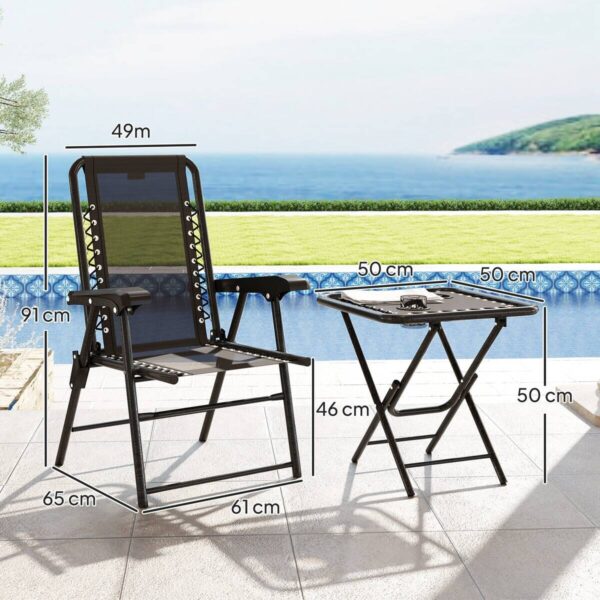 Outsunny Balkonmöbel-Set schwarz Netzstoff B/H/L: ca. 61x91x65 cm – Bild 4