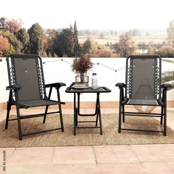 Outsunny Balkonmöbel-Set schwarz Netzstoff B/H/L: ca. 61x91x65 cm – Bild 5